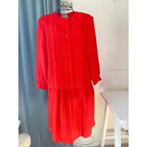 Vintage Red Chanel Suit Skirt Set Lightweight